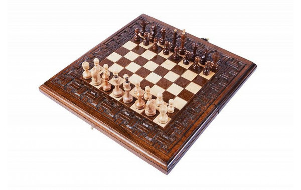 Шахматы + нарды резные Haleyan Армянский Орнамент 30 kh137-3 600_380