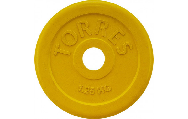 Диск обрезиненный Torres 1,25 кг PL50381, d.25мм, желтый 600_380