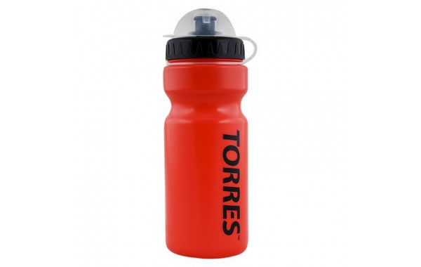 Бутылка для воды Torres 550 мл, крышка с защитным колпачком SS1066 красная, черная крышка 600_380
