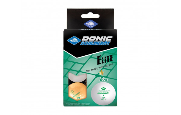 Мячики для настольного тенниса Donic Elite 1* 40+, 6 штук 608511 белый + оранжевый 600_380