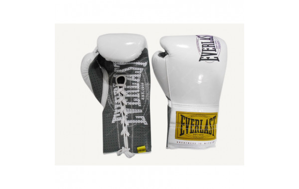 Боксерские перчатки Everlast боевые 1910 Classic 10 oz белый P00001667 600_380