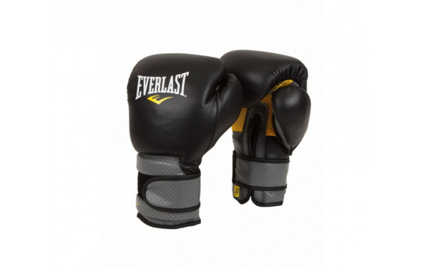 Перчатки тренировочные Everlast Pro Leather Strap 10 oz черный 691001 600_380