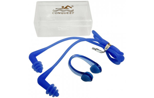 Комплект для плавания беруши и зажим для носа Sportex C33555-1 синие 600_380