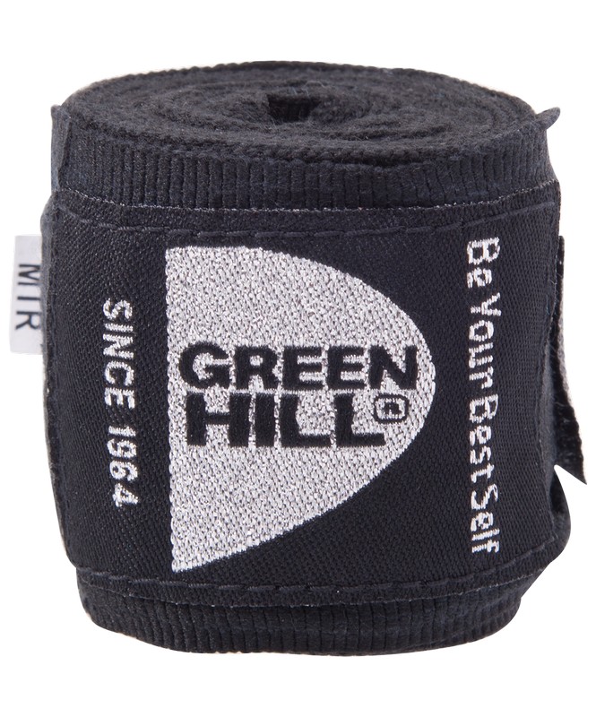 Бинт боксерский Green Hill BP-6232a, 2,5м, эластик черный 665_800