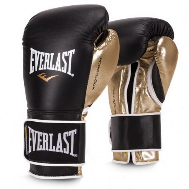 Боксерские перчатки Everlast Powerlock 12 oz черн/золот. P00000723 800_800