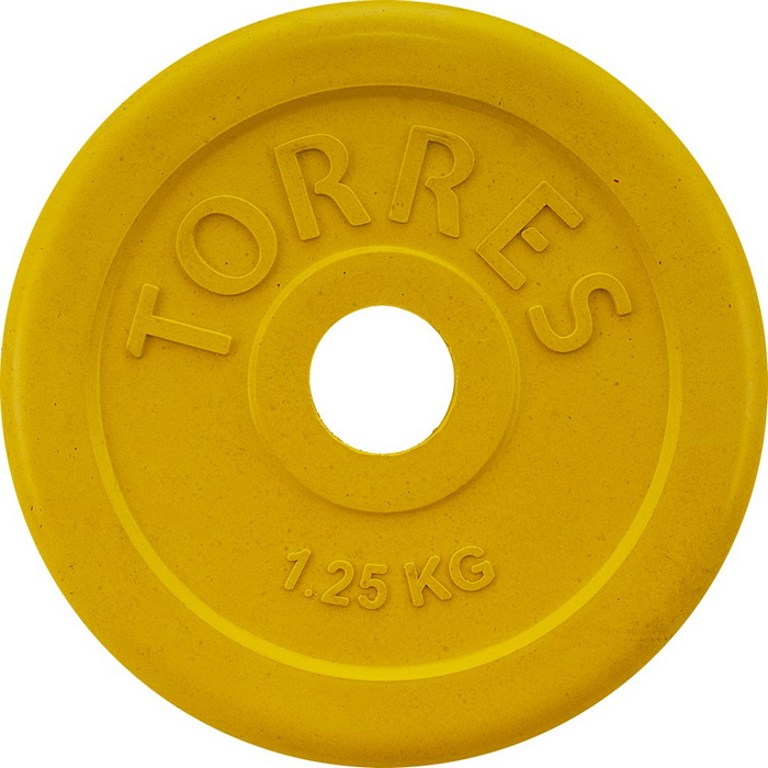 Диск обрезиненный Torres 1,25 кг PL50381, d.25мм, желтый 700_700