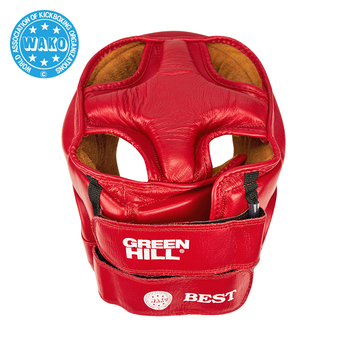 Кикбоксерский шлем Green Hill Best WAKO Approved HGB-4016w, красный 700_700