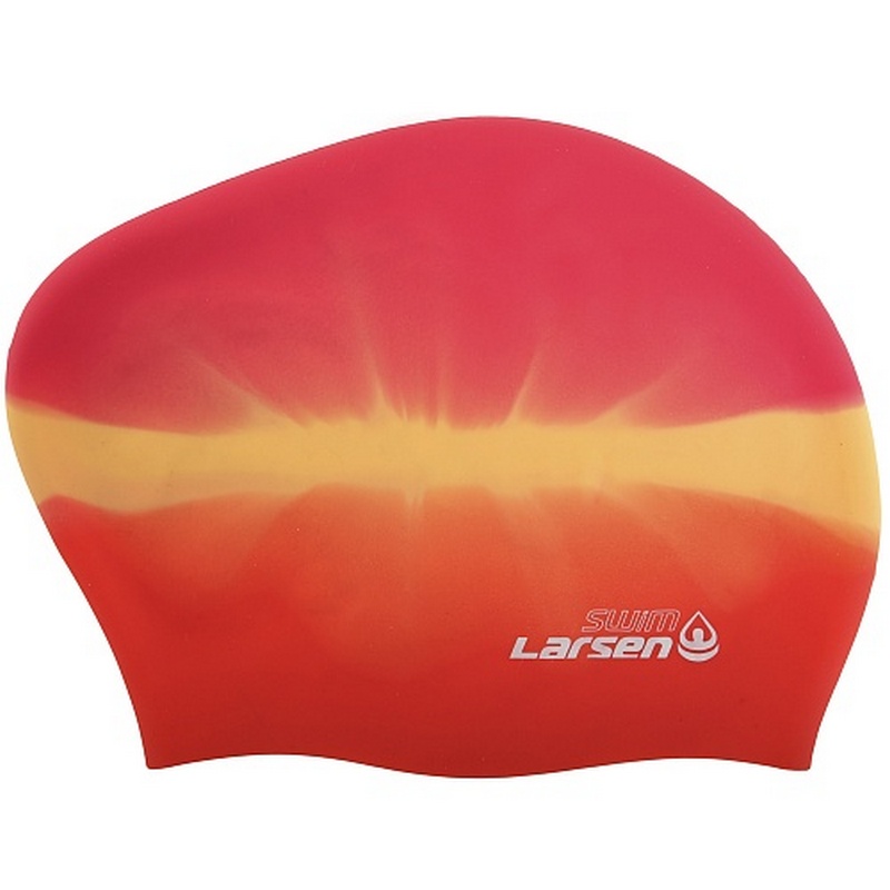 Шапочка плавательная для длинных волос Larsen МC-800 оранж/роз 800_800