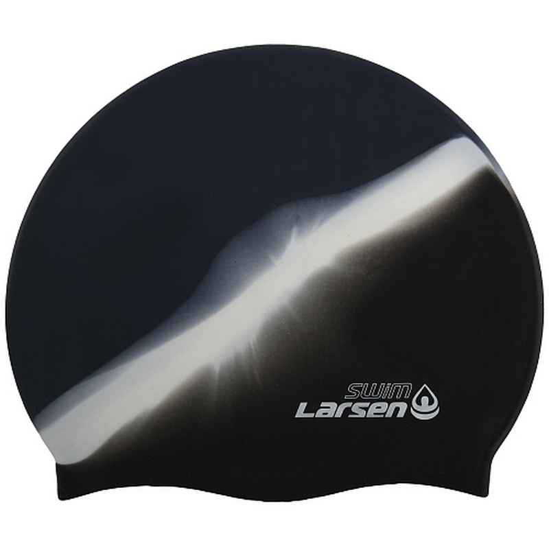 Шапочка плавательная Larsen MC35, силикон, черн/бел 800_800