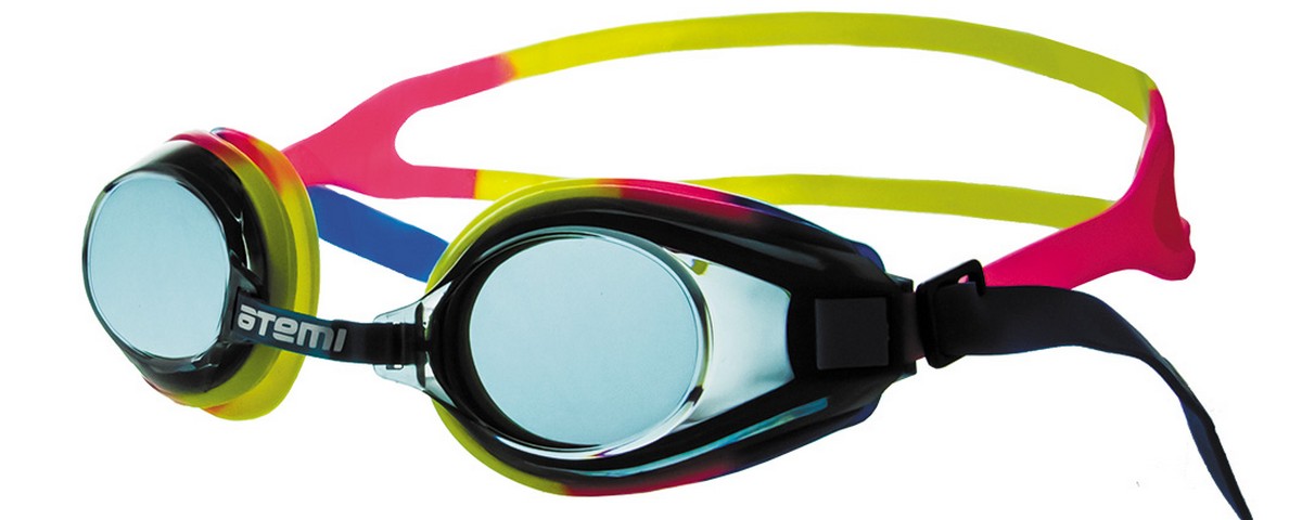 Очки для плавания Atemi M105 синий-розовый-желтый 1200_480