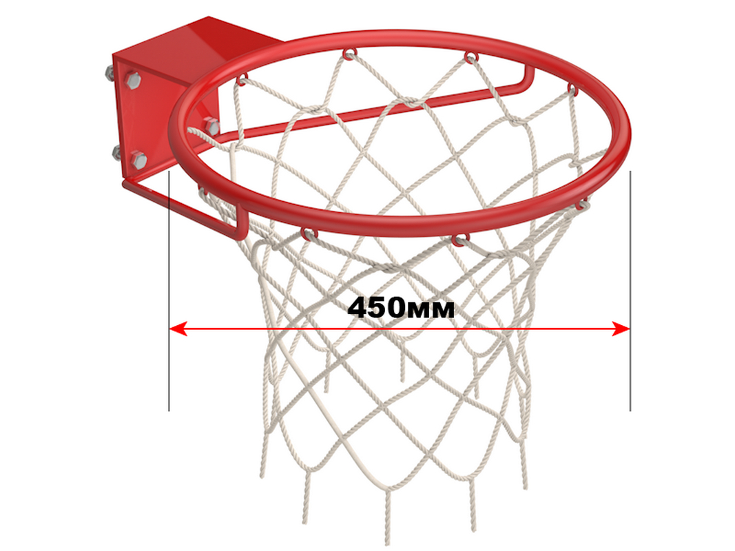 Кольцо баскетбольное массовое Glav D450 мм c сеткой 01.300 1067_800