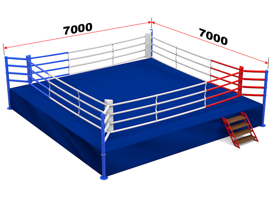 Ринг боксерский на подиуме Glav размер 6х6х0,3 м, боевая зона 5х5 м 5.300-3 933_700