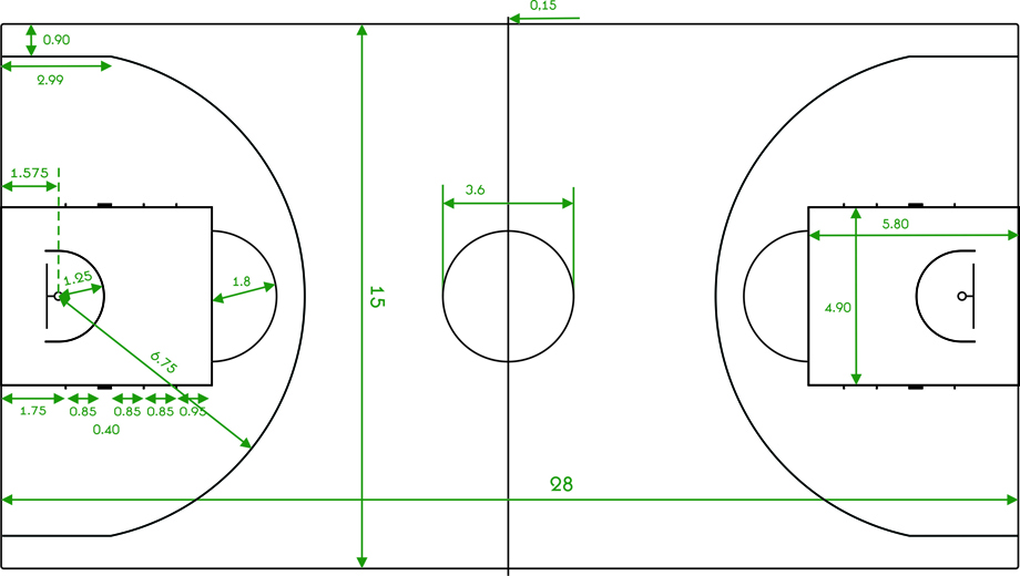 Разметка игрового поля баскетбол 920_520