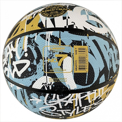 Мяч баскетбольный Larsen RB7 Graffiti Street Blue/Yellow 500_500