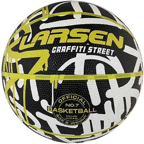 Мяч баскетбольный Larsen RB7 Graffiti Street Black/White/Lime 500_500