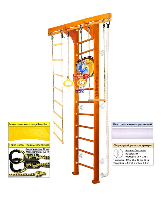 Шведская стенка Kampfer Wooden Ladder Wall Basketball Shield 651_800