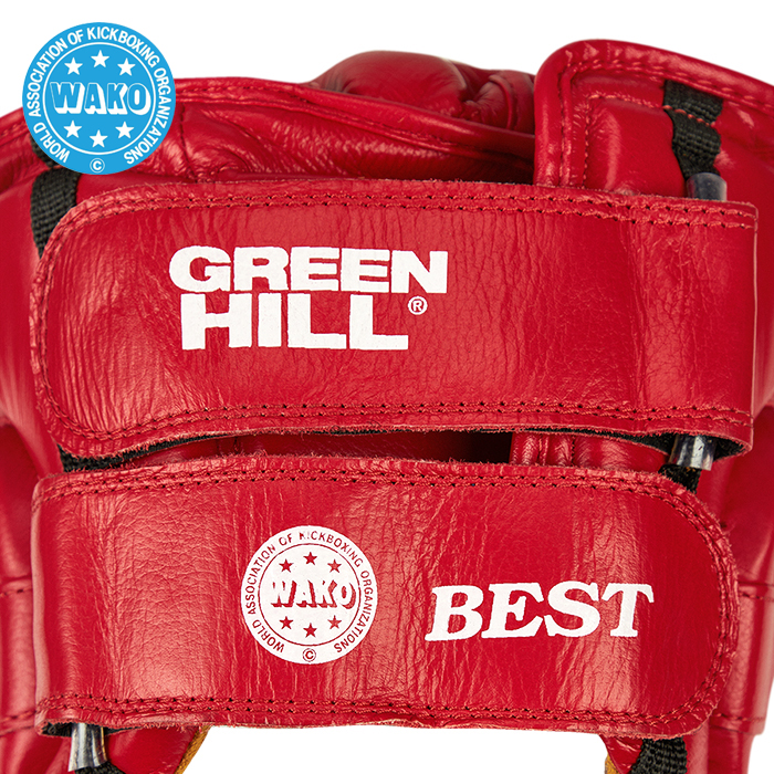 Кикбоксерский шлем Green Hill Best WAKO Approved HGB-4016w, красный 700_700