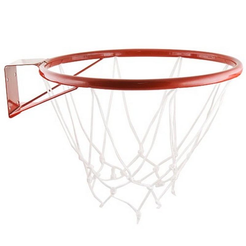 Кольцо баскетбольное № 5, диаметр 380 мм, труба 18 мм, с сеткой и кронштейном, красное 800_800