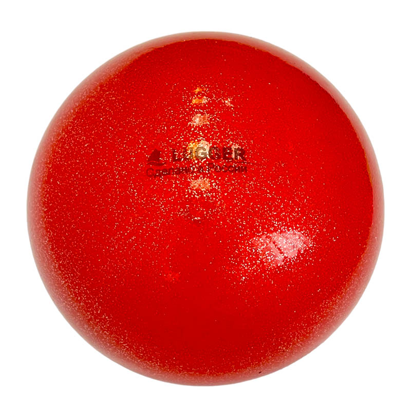 Мяч для художественной гимнастики Lugger однотонный d=19 см (красный с блестками) 800_800