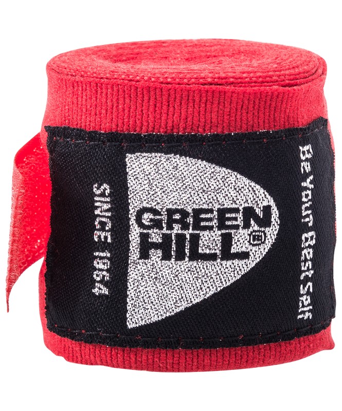 Бинт боксерский Green Hill BP-6232a, 2,5м, эластик красный 665_800