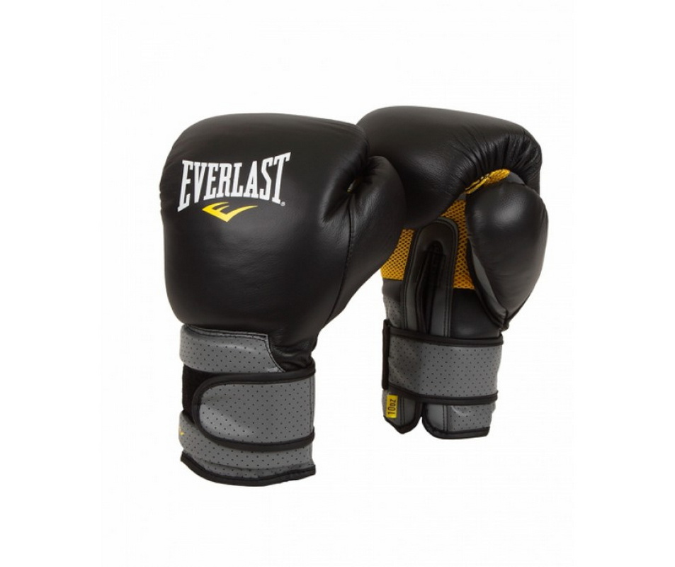 Перчатки тренировочные Everlast Pro Leather Strap 10 oz черный 691001 953_800