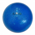 Мяч для художественной гимнастики Lugger однотонный d=19 см (синий с блестками) 120_120